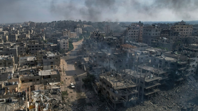 A view of the Gaza Strip following Israeli airstrikes