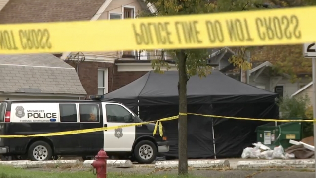 A sectioned off crime scene is shown.