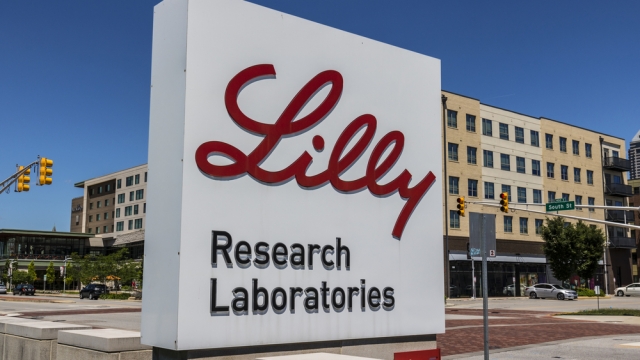 Sign outside Eli Lilly research labs in Indianapolis