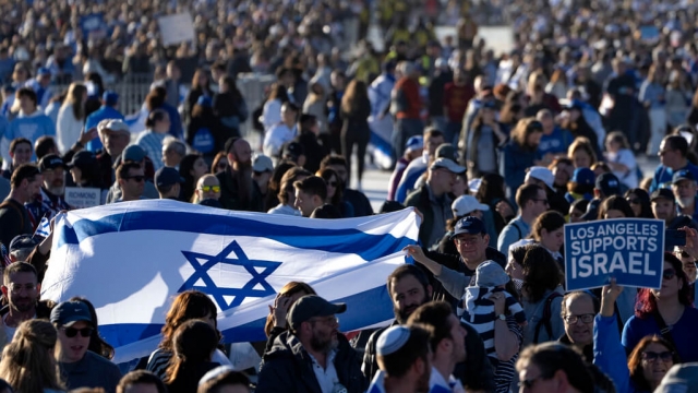 Supporters attend a March for Israel rally on the National Mall in Washington.
