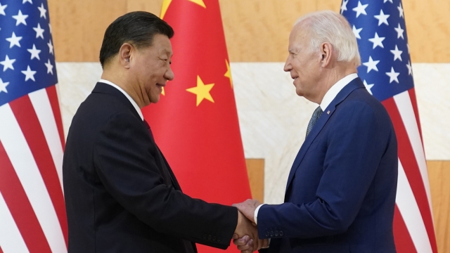 File photo of President Joe Biden and Chinese President Xi Jinping shaking hands.