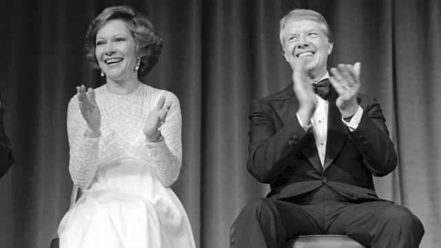 President Jimmy Carter, right, and first lady Rosalynn Carter