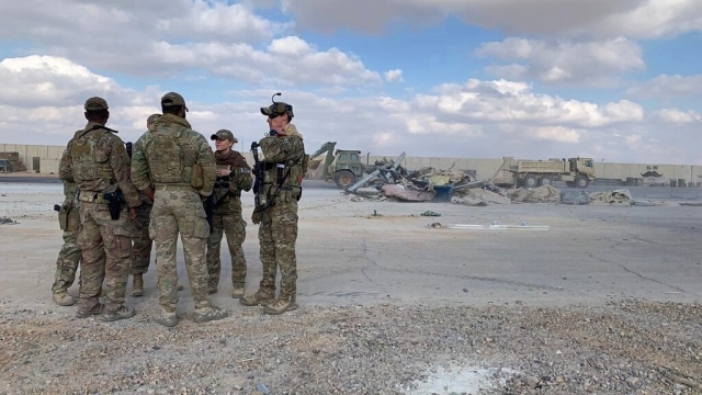 File photo of U.S. troops at Ain al-Asad air base in Anbar, Iraq.
