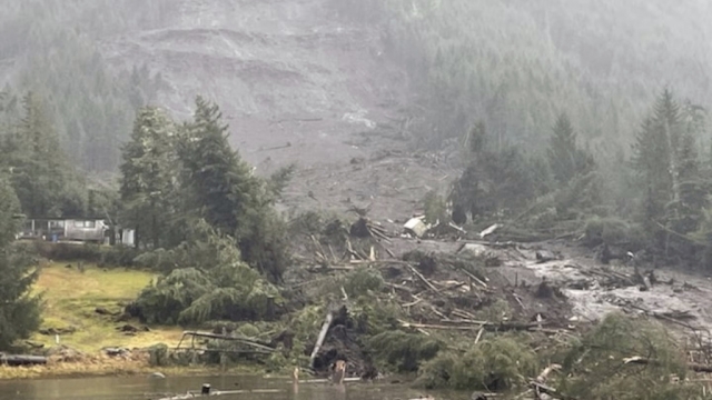 The aftermath of a landslide in Wrangell, Alaska.