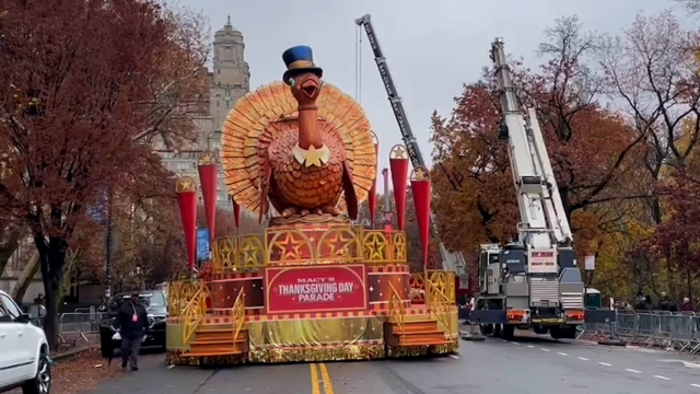 New York City prepping for Macy's Thanksgiving Day Parade.