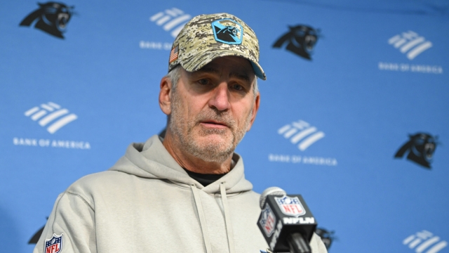 Carolina Panthers coach Frank Reich at a news conference