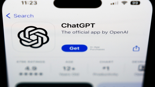 A ChapGPT logo is seen on a smartphone.
