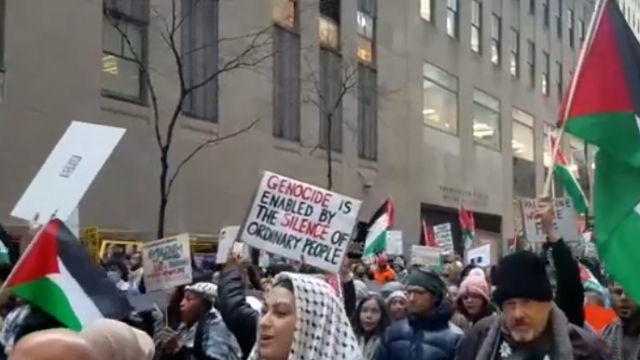 Rally held in Manhattan on Monday.