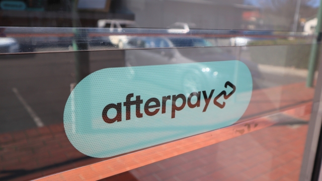 Afterpay logo in a window.