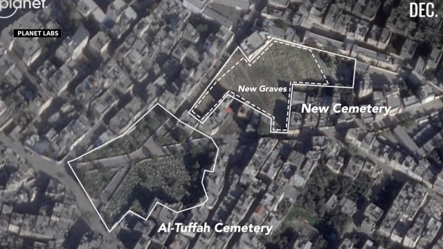 Satellite images show the locations of cemeteries in Gaza