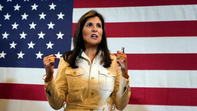 Republican presidential candidate former UN Ambassador Nikki Haley at a campaign event in New Hampshire