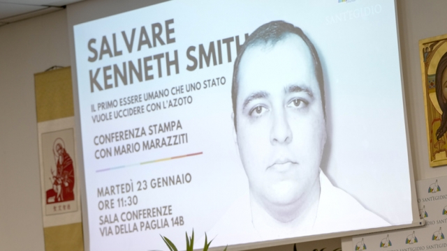 A poster shows an image of Kenneth Eugene Smith