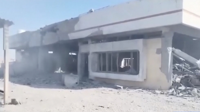 A building destroyed by an airstrike.