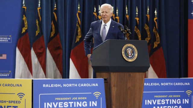 President Joe Biden speaks at an event at Abbots Creek Community Center