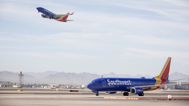 Southwest airplanes at Phoenix Sky Harbor International Airport.