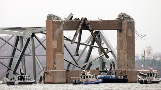 Wreckage of the Francis Scott Key Bridge in Baltimore.