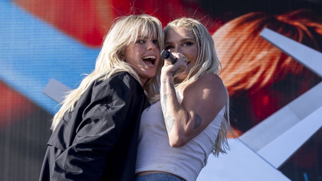 Reneé Rapp and Kesha perform onstage at the 2024 Coachella festival.