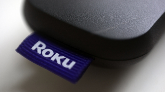 Roku's logo is shown on a remote control.