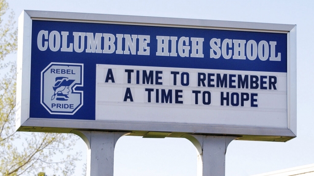 A Columbine High School sign