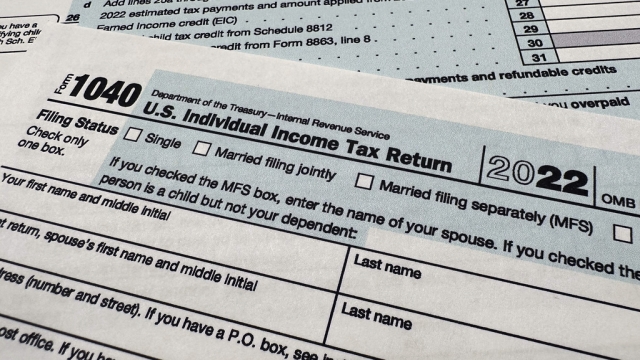 The Internal Revenue Service 1040 tax form for 2022 is seen