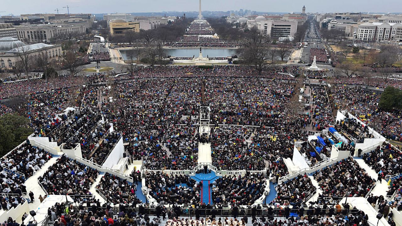 An aerial view of the presidential inauguration