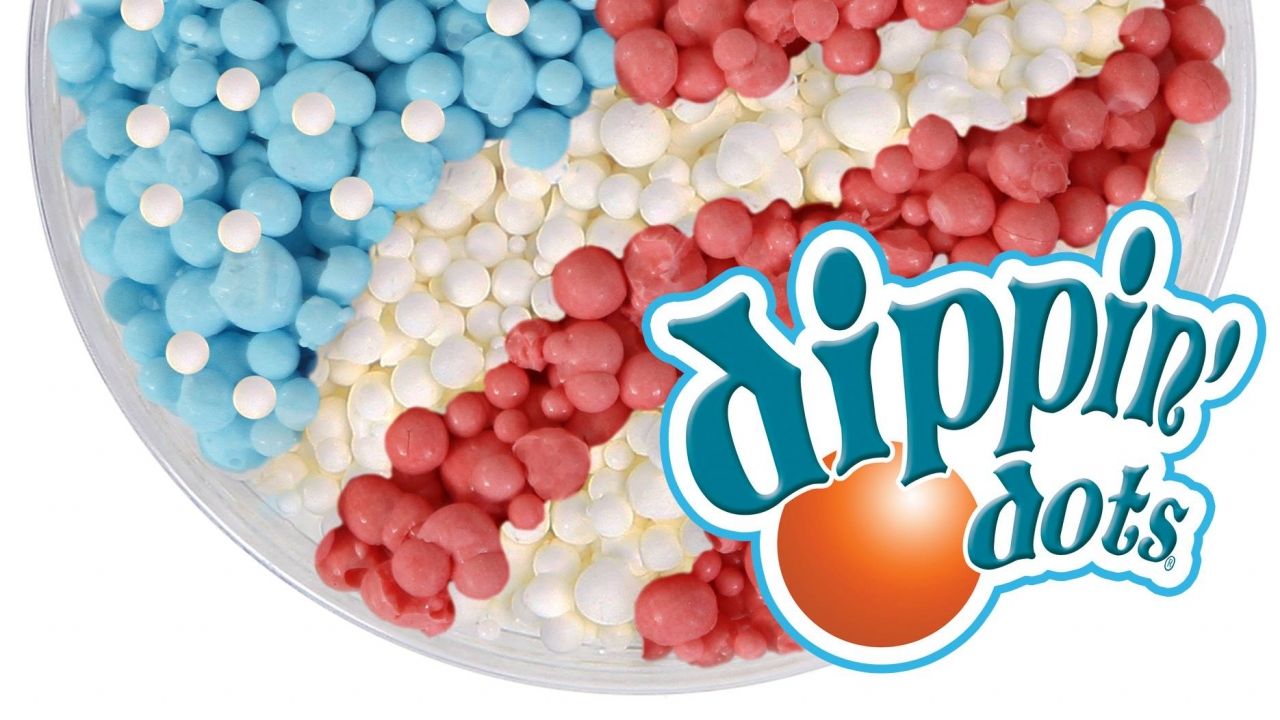 A picture of dippin' dots shaped like american flag