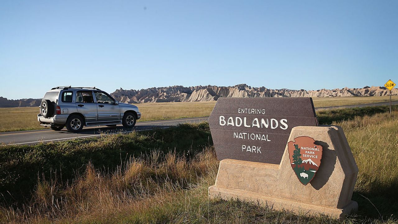 Badlands National Park sign in South Dakota