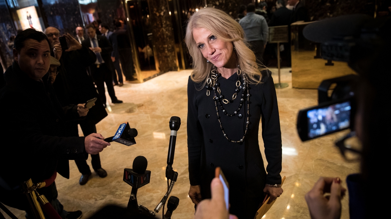 Kellyanne Conway in front of cameras