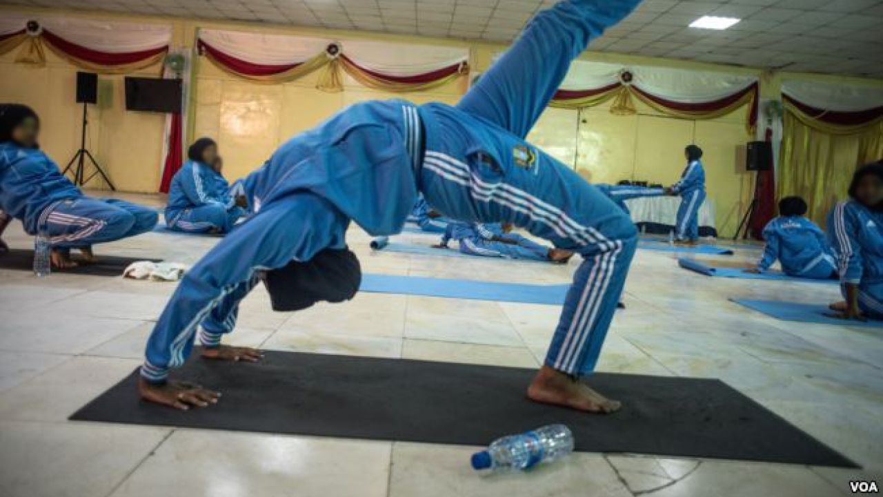 A survivor of violence in Somalia takes part in a wellness program