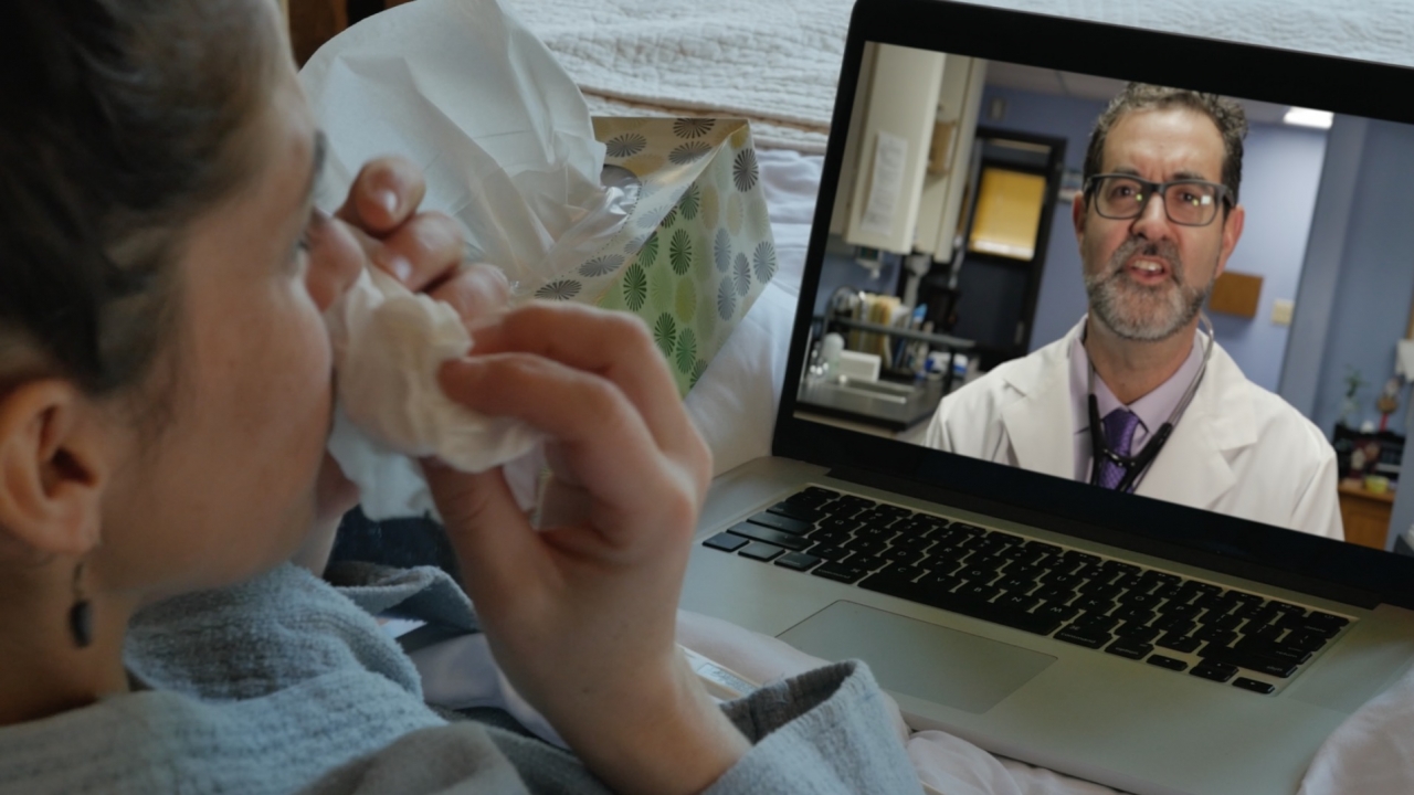 Patient in video call with doctor