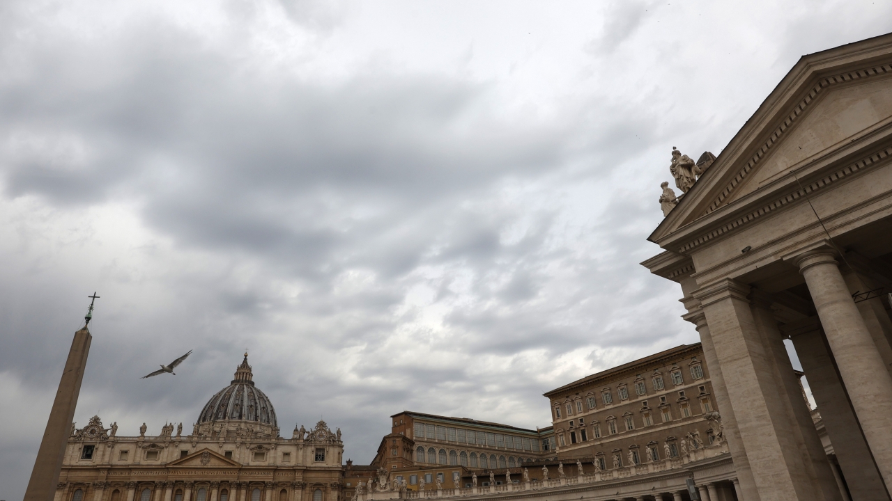 The sky above St. Peter's Square at the Vatican,