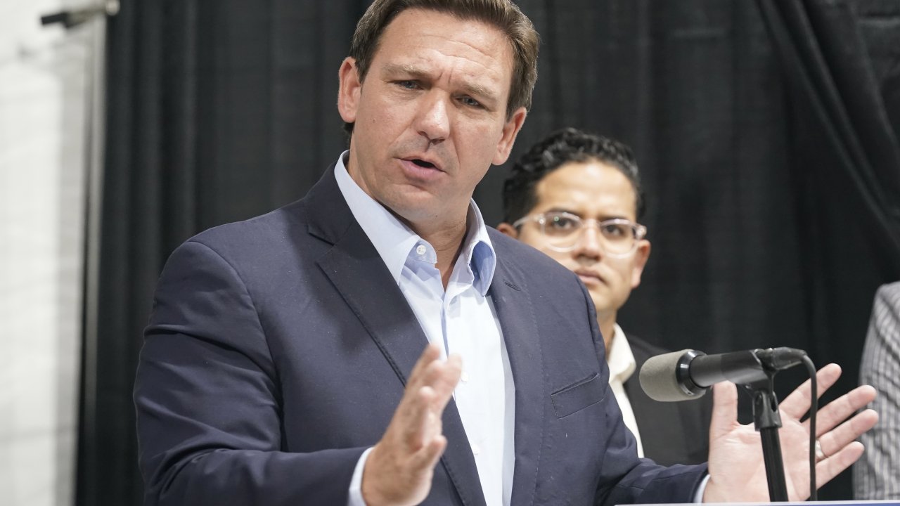 Florida Governor Ron DeSantis speaks at the opening of a monoclonal antibody