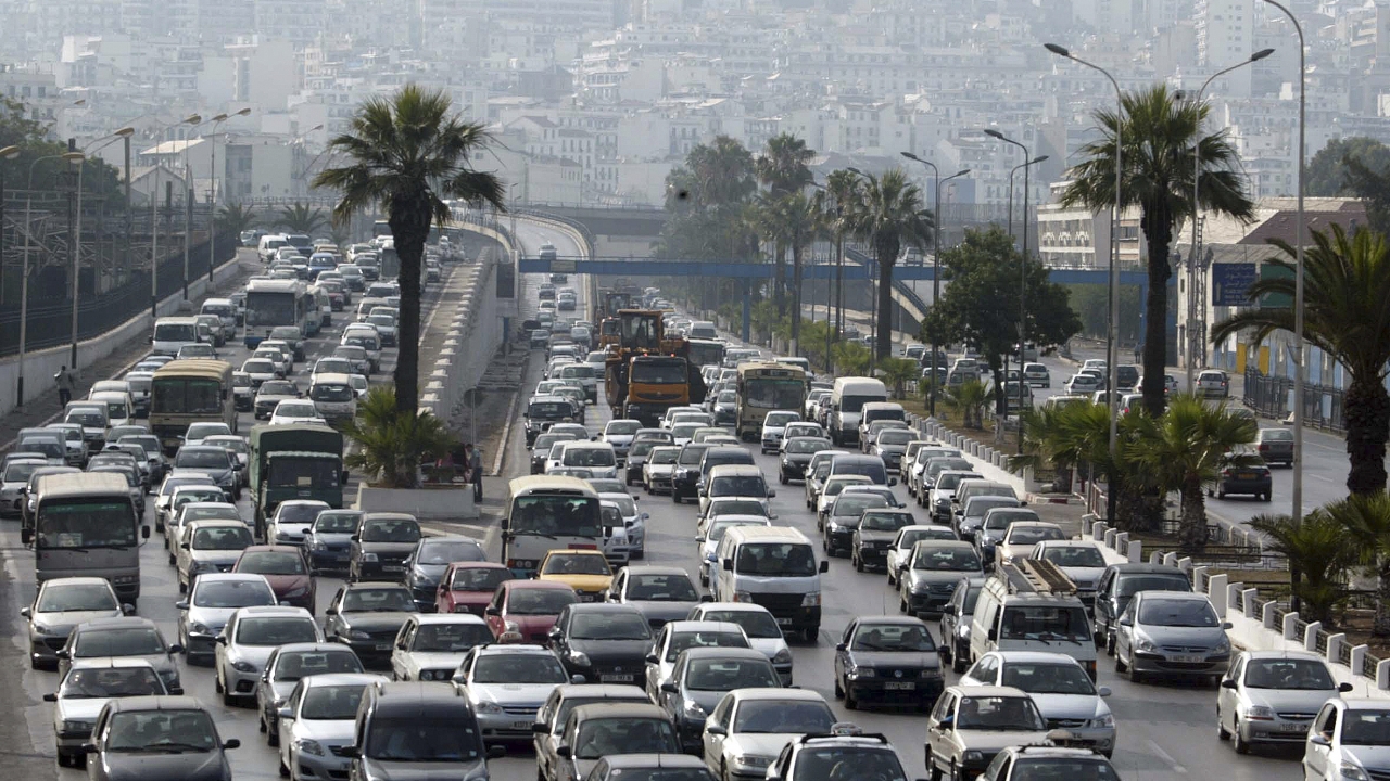 A traffic jam in Algiers, Algeria