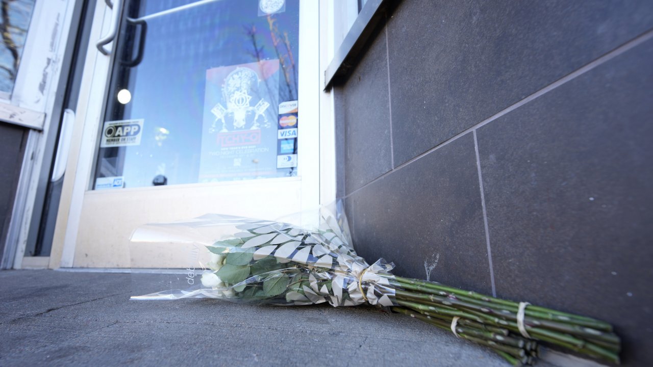 Flowers outside the scene of a shooting