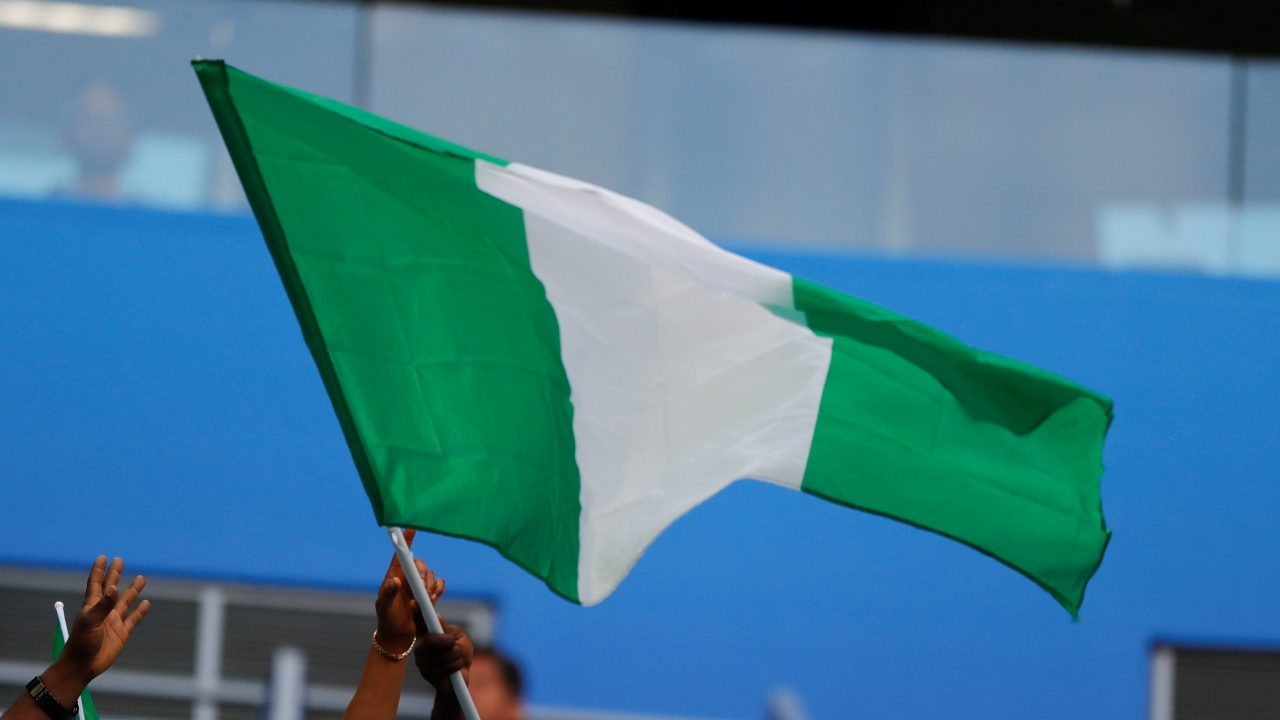 Nigerian flag waving