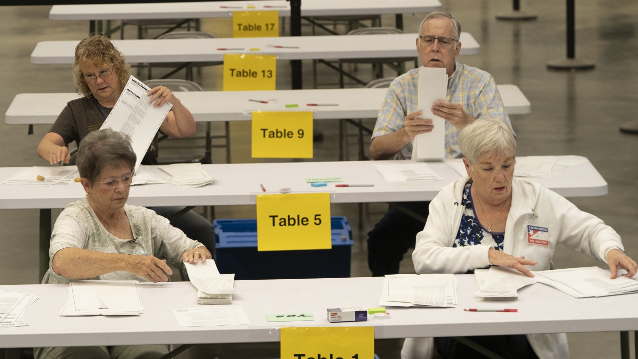 Bipartisan counting teams prepare to recount nearly 150,000 ballots in Wichita, Kansas.