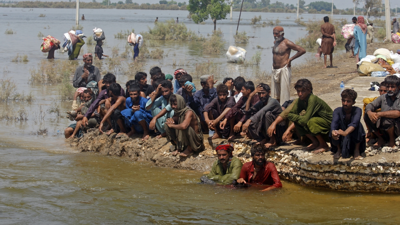 Victims of heavy flooding in Pakistan.