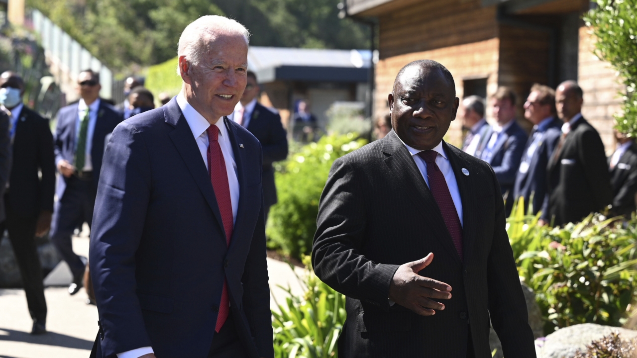 U.S. President Joe Biden and South Africa President Cyril Ramaphosa.