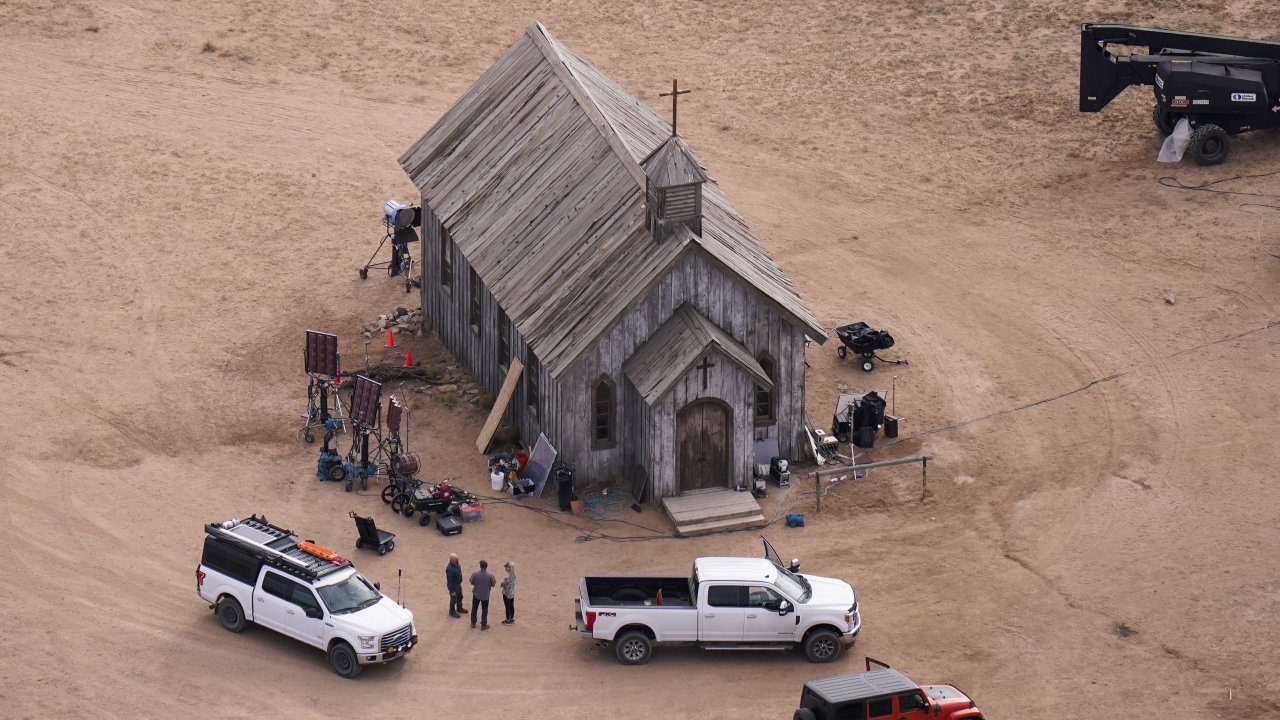 Aerial photo shows part of the Bonanza Creek Ranch film set