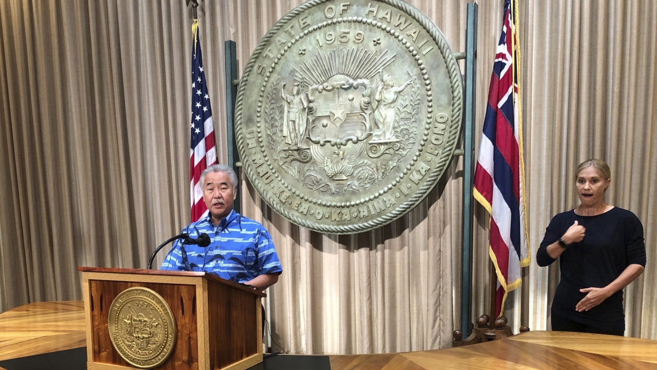 Hawaii Gov. David Ige speaks at a news conference.