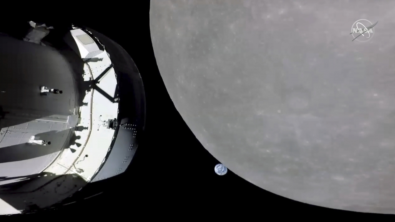 NASA's Orion capsule nearing the moon