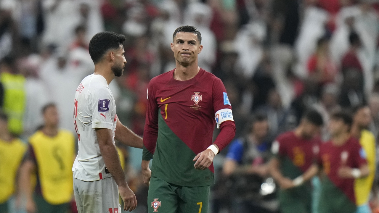 Portugal's Cristiano Ronaldo walks during the World Cup round of 16 soccer match