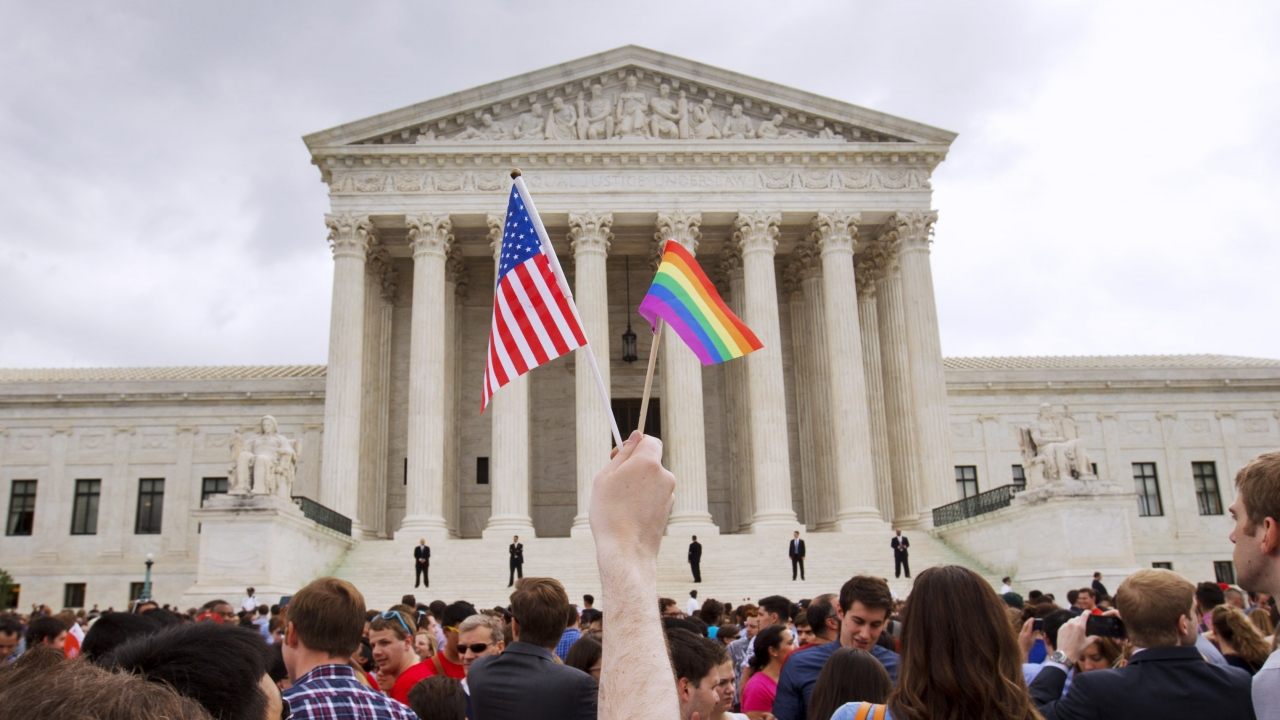 A crowd outside of the Supreme Court in Washington on June 26, 2015