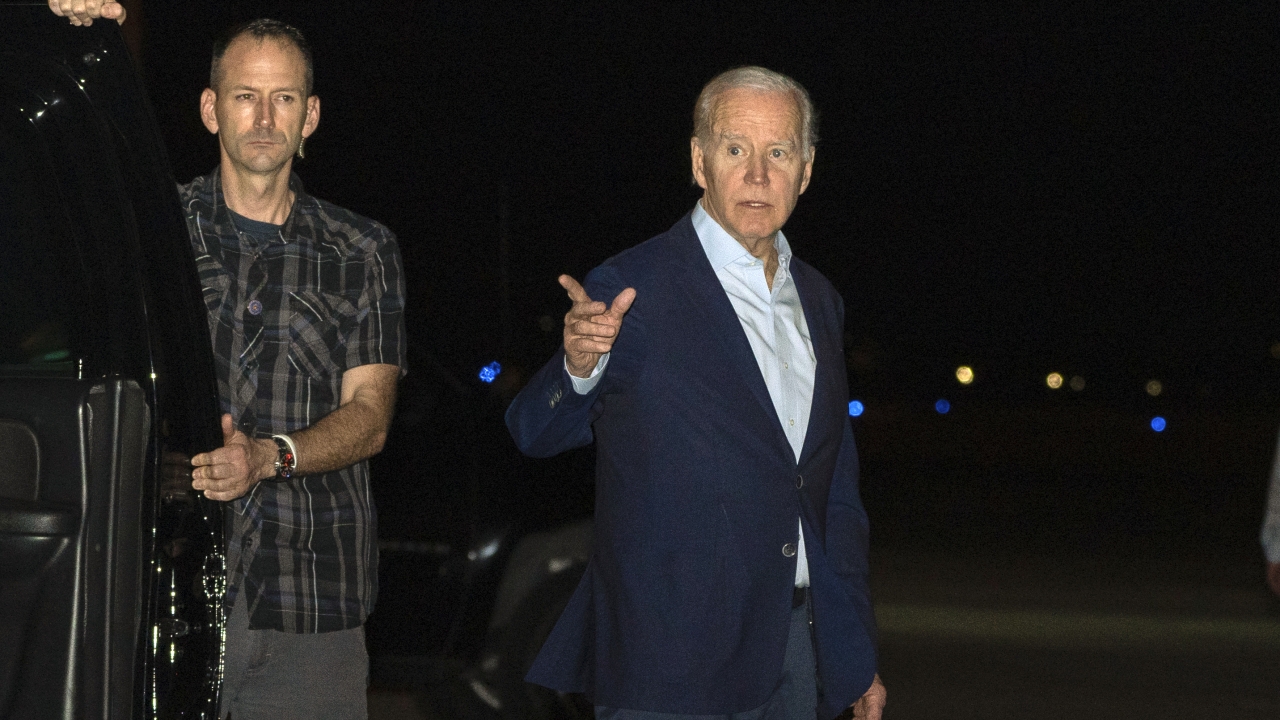 President Joe Biden arrives at Henry E. Rohlsen Airport in St. Croix, U.S. Virgin Islands.