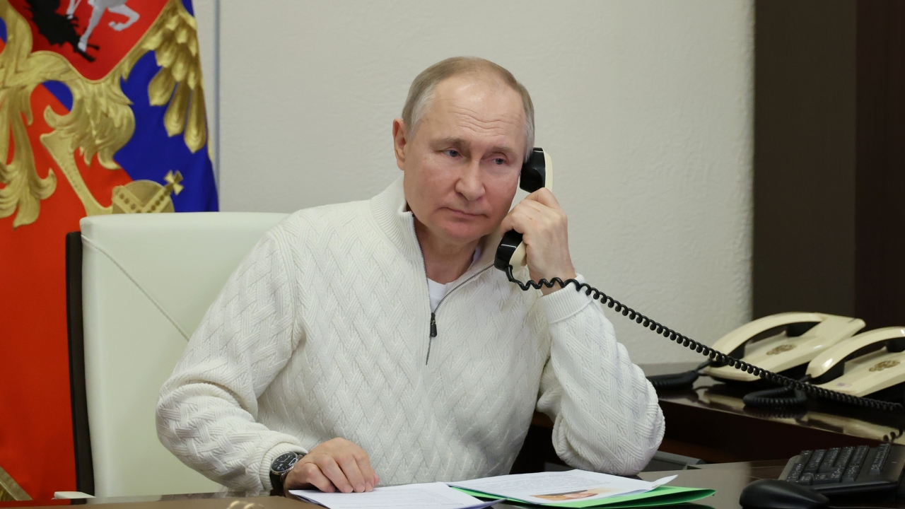 Russian President Vladimir Putin on the phone