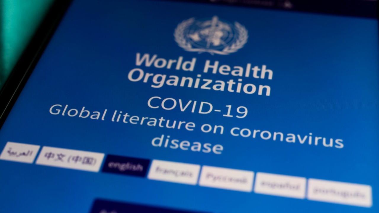 A heading shows the World Health Organization's COVID-19 literature.