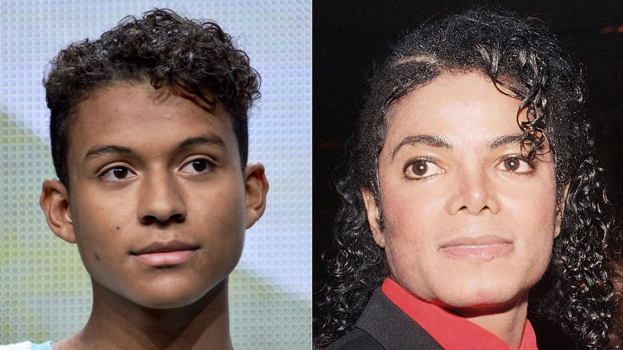 Jaafar Jackson, left, and his uncle Michael Jackson, right.