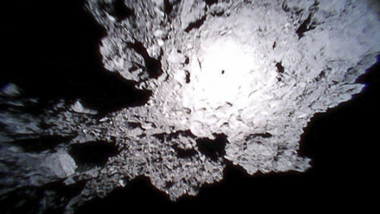 Image of an asteroid in space.