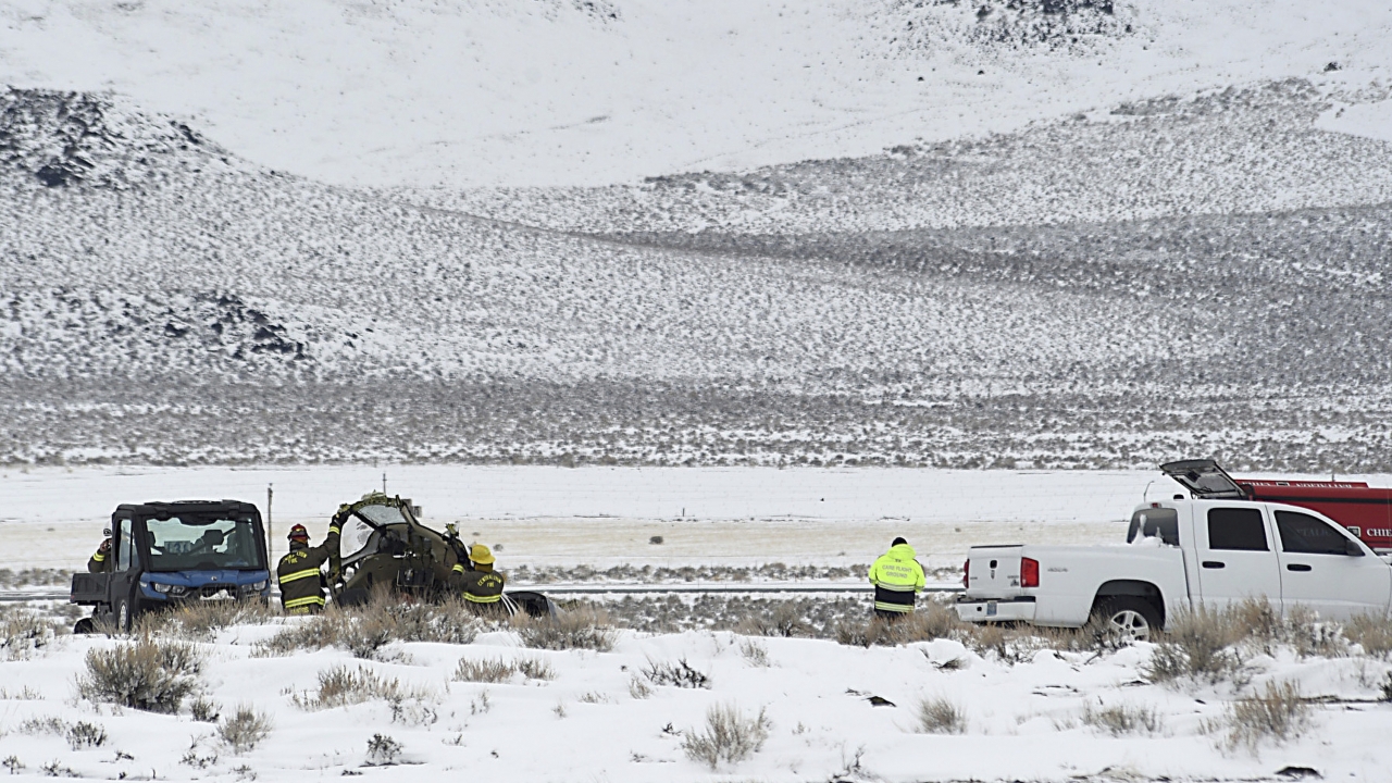 A Care Flight medical transport plane carrying a patient and four others that crashed is seen