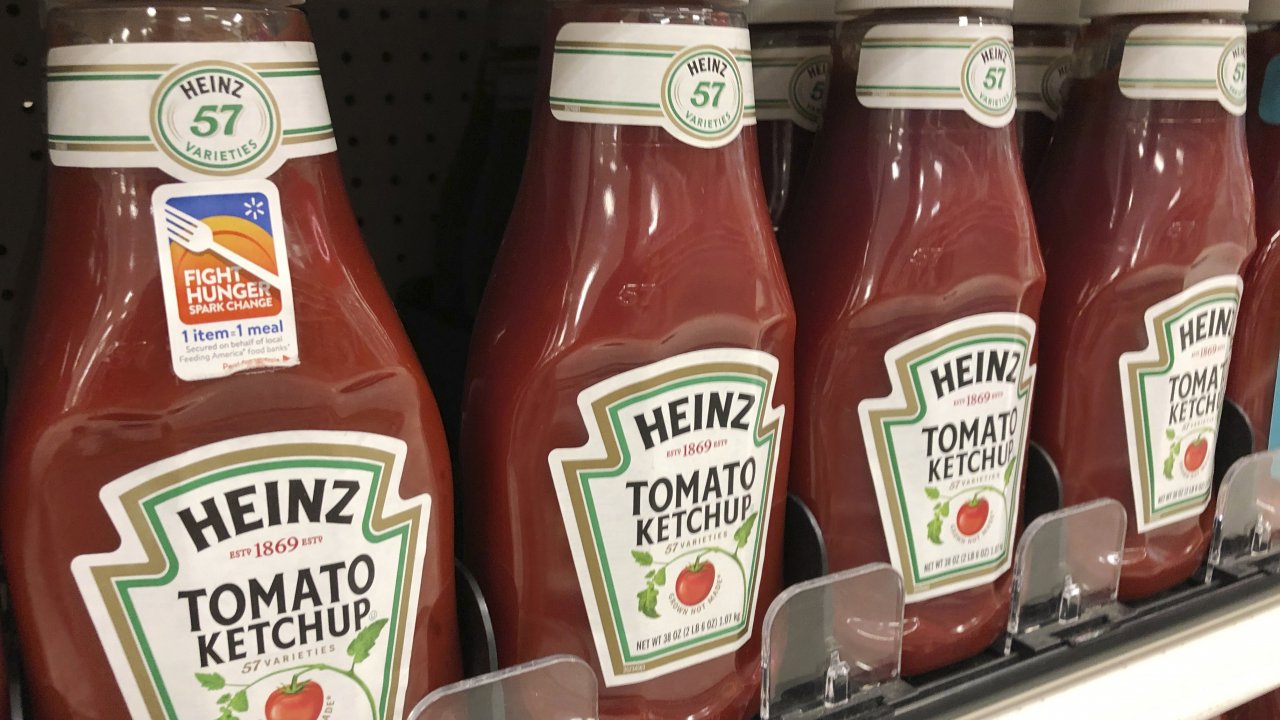 Heinz Ketchup bottles on display at a store